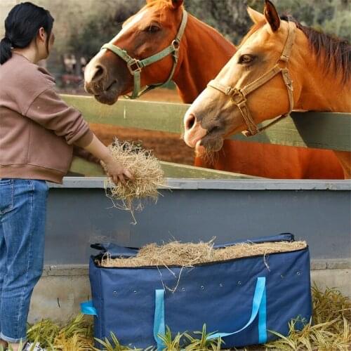 Hay Bale Storage Bag 600D Oxford Cloth Large Tote Hay Bale Carry Bag with Straps Foldable Horse and Livestock Hay Bags
