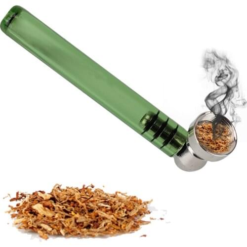With Clear Handle 93MM With Metal Bowl Metal Tobacco Hand Spoon Removable Tobacco Pipas Herb Pipes Premium Glass Smokeing Pipe