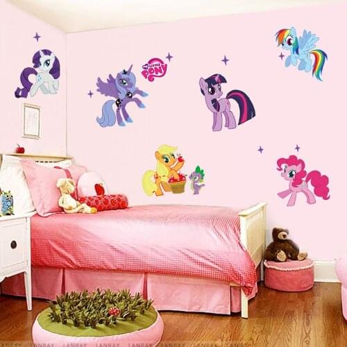 Cute My Little Unicorn Wall Stickers For Girls Bedroom Home Decoration Diy Window Growth Chart Decals Kids Room Cartoon Wall Art