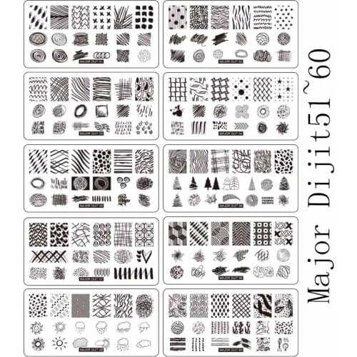 10pc/set Nail Stamping Templates Fire Flame Patterns Rectangle Nail Stamp Plates Flower Animals Manicure Art Stencil Kits