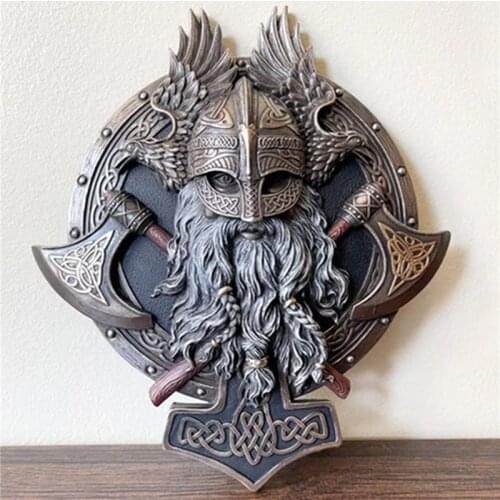 Viking Berserker Wall Ornament Personalized Retro Resin Plaque Decoration for Home Living Room Bedroom GQ
