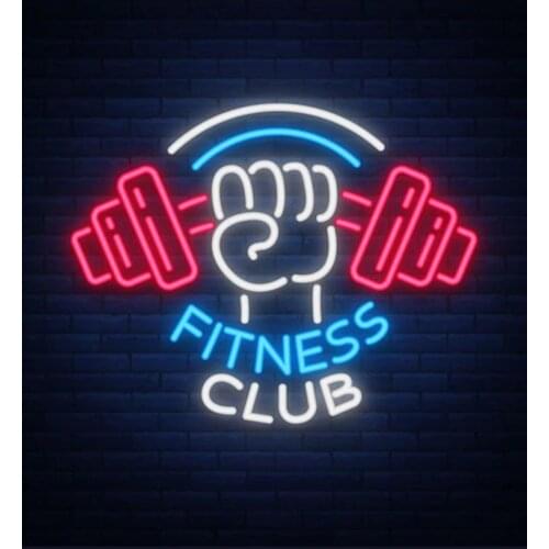 Neon Sign For dumbbell Fitness club Lamp Bodybuilding display light Polis Signage Shop Cinema Sign Advertise Neon Duty LED Light