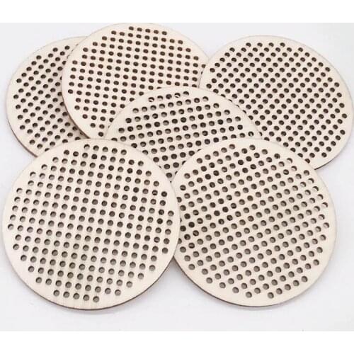 Rounded shape wood cross stitch laser cut craft home decoration diy ornament keyring jewelry