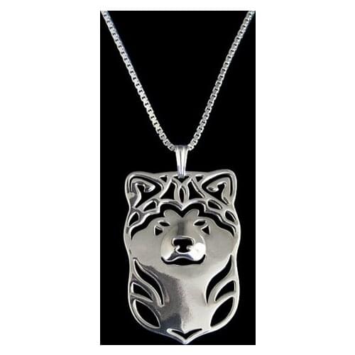 Boho Chic Alloy Japans akita necklace dog pendant jewelry golden colors plated 12pcs/lot