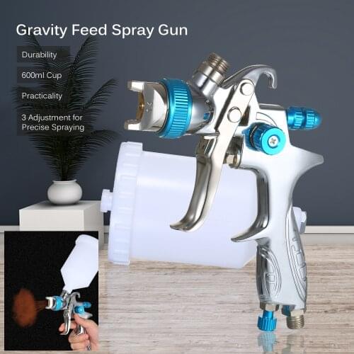 Spray Gun Gravity Feed Paint Sprayer with 600ml Cup 1.4mm Nozzle for Wall/Furniture/Fence/Cabinet/Table/Chair Spraying
