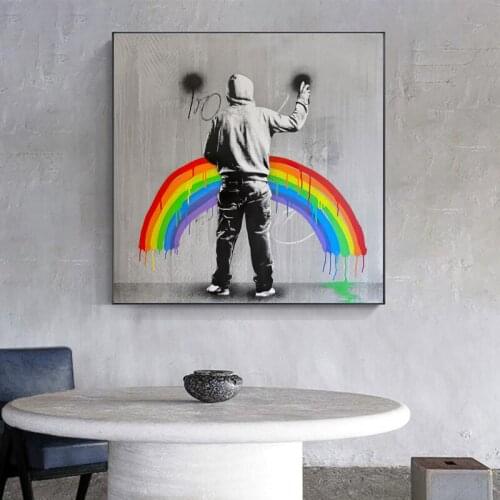 Rainbow Graffiti Art Painting on Canvas Posters and Prints Street Wall Art Cuadros Modern Home Decor Picture for Living Room