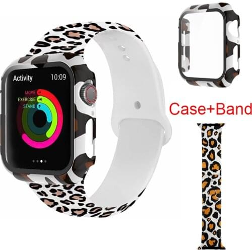Strap for Apple Watch Series SE 6 5 4 3 Band and Tempered Film Glass Protective Cases Zebra Full Cover for IWatch 38 40 44 42mm