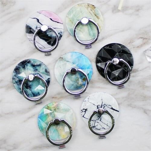 Marble Crystal Finger Ring Diamond Metal Ring Smartphone Stand Holder For iPhone Xiaomi Huawei All Mobile Phone Holder Stand