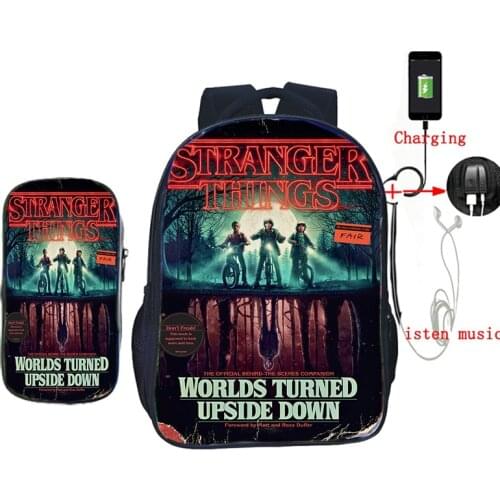 2 Pcs/set Stranger Things 3 Backpack for Teenagers Boys Girls School Bags Cool USB Charging Large Travel Shouler Knapsack