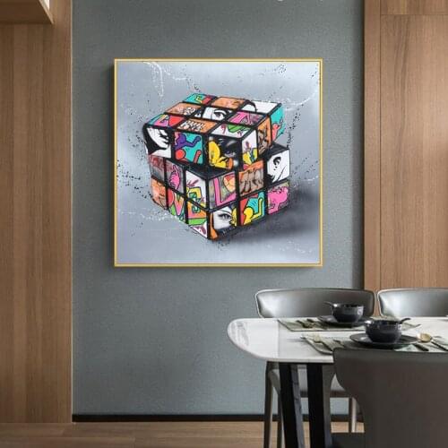 Modern Creative Colorful Rubiks Cube Canvas Painting Wall Art Nordic Posters and Prints Wall Pictures for Living Room Decor