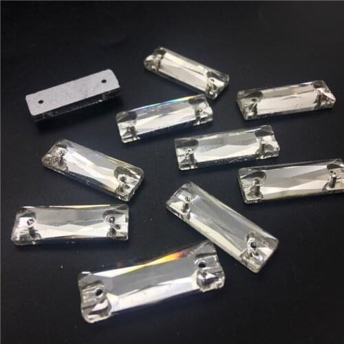 TopStone Baguette sew on Rhinestone Crystal clear Color 5x15mm 6x18mm Rectangle Glasss Crystal Sew on Stone