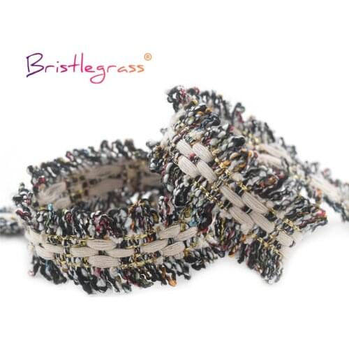 BRISTLEGRASS 5 10 Yard 1" 25mm Glitter Blended Yarn Braided Crochet Lace Trims Macrame Tassel Ribbon Tapestry Dress Sewing Craft