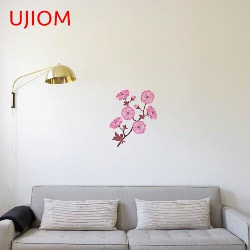 UJIOM Peach Blossom Decor Poster Decals Moisture Proof Bedroom Accessories Living Room Decor Flower Wallpaper Wall Stickers