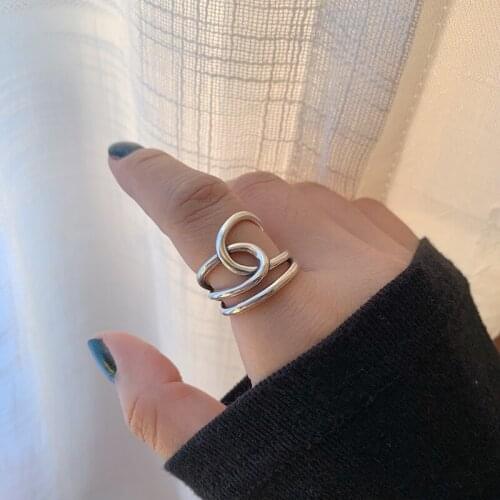 Fashion Gothic Geometric Double Cross Stackable Adjustable Ring For Women Weave Korean Jewelry SJ2164
