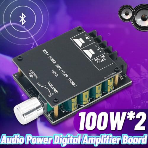 ZK-1002L 100WX2 Mini Bluetooth 5.0 Wireless Audio Power Digital Amplifier Board Stereo Amp DC 12V 24V