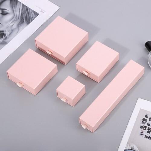 12pcs Paper Jewelry Set Packaging Cardboard Drawer Gift Box Ring Necklace Bracelet Earring Display Boxes with Black Sponge