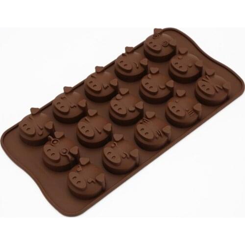 15 Holes Funny Pig Silicone Mold Fondant Mould Kitchen Chocolate Cookies Cake Soap Candy DIY Mold LX8712