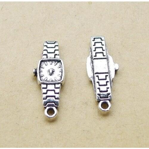 200pcs Watch Charms 9mm x 23mm DIY Jewelry Making Pendant antique silver color