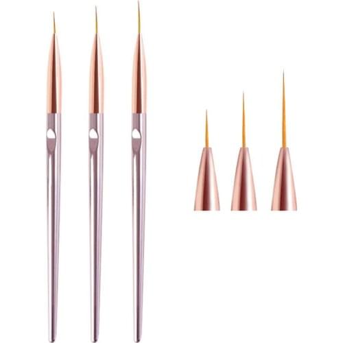 3 pcs Nail Art Liner Brushes Painting Flower French Stripes Line Grid UV Gel Pen Crystal Rhinestone Acrylic Tools