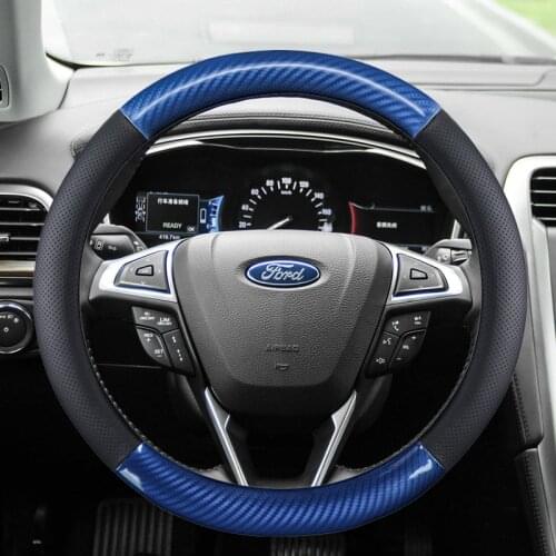 38CM Genuine Leather Car Steering Wheel Cover Anti-slip for Ford Focus 2 3 MK1 MK2 MK3 Auto Interior Accessories