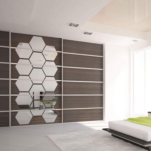 ABZS Acrylic Hexagonal Mirror Wall Sticker Self-Adhesive Tiles Suitable for Family Bedroom and Living Room Decoration