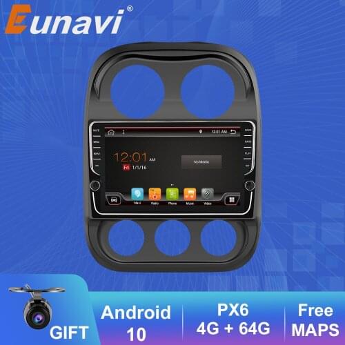 Eunavi 9 inch Android 2 Din Car Radio GPS Navi Stereo For JEEP Compass Patriot Radio 2007-2016 WIFI Android 10 4G+64G No CD