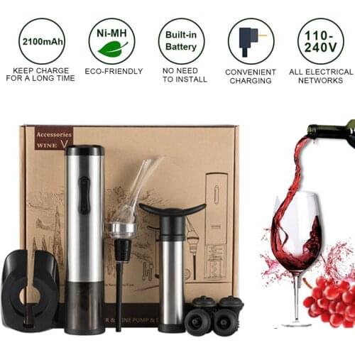 Rechargeable Automatic Corkscrew Electric Wine Opener Set USB Charging Wine Bottle Opener Suit for Home Use Kitchen Bar Tools