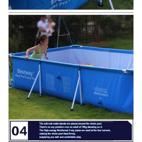 56403 Bestway 259*170*61cm Large Folding Tarpaulin Support Rectangle Pool/Square Frame Support Swimming Pool for whole Family