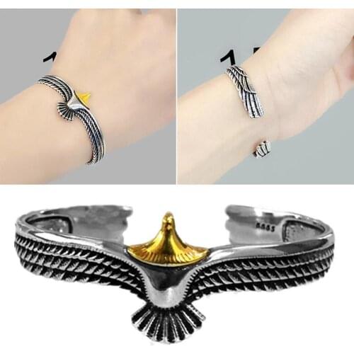 Viking Eagle Cuff Bracelet Valentines Day Gift for Boyfriend Adjustable Open Tribal Wildlife Jewelry Indian Eagle Wing Bracelet