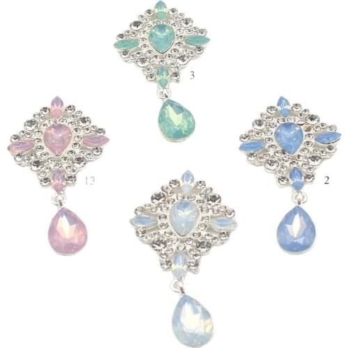 New 2PCS Colorful 36*69mm Rhombus Drop Alloy Pendant Brooch Decor accessories DIY Sewing Beautiful Button Wedding