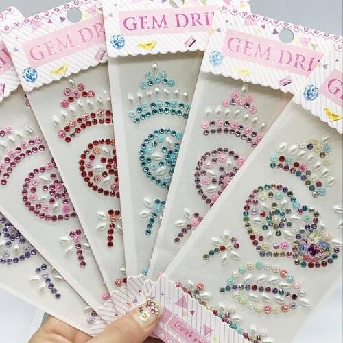 Childrens Diamond Crystal Acrylic Stickers Kindergarten DIY Handmade Decorative Stickers Leaf Shape Paste Paper