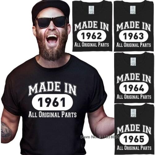 Mens Novelty O-Neck Cotton T Shirt 56 57 58 59 60 Years Old Anniversary Gift 1961 1962 1963 1964 1965 Design Pattern Mens wear