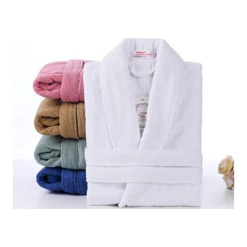 Couple Solid Robe Cotton Toweling Terry Sleepwear Women Men Kimono Gown Lovers Soft Bathrobe Gown Casual Home Dressing Gown