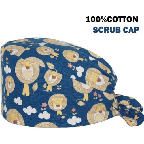 Surgicals Caps Adjustable Anime Printing Cotton Anime Worker Nurse Hat Dentist Clinic Nursing Working Women and Men Scrubs Hats