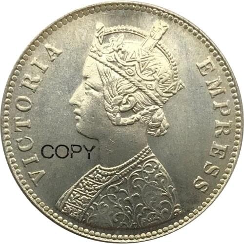 India Princely States BIKANIR 1 One Rupee 1892 Cupronickel Plated Silver Copy Coins