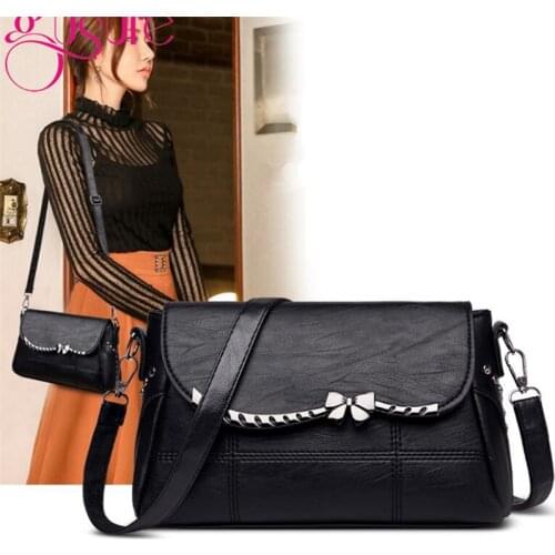 Gusure Classic Fashion Female Crossbody Shoulder Bag PU Leather Bag for Middle-age Mother Lady Flap Phone Purses Women Handbags