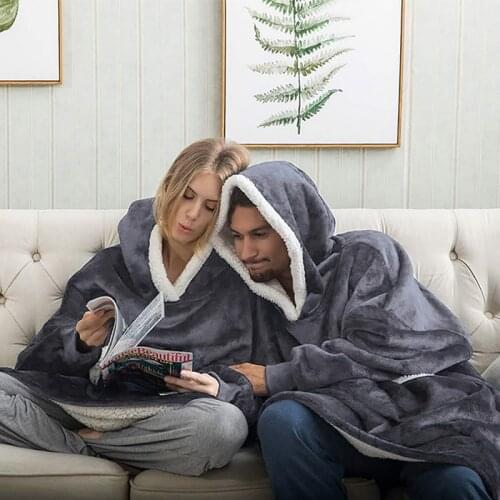 Wearable Lazy Blanket In Autumn And Winter Of 2021 Hooded Blanket Oversize Warm Flannel Blankets For Home Office Hotel Travel