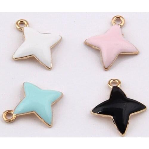 Daisies 20*16mm 100pcs Enamel Star Charms Metal Colorful Mini Star Pendant for DIY Jewelry Making Necklace Earrings Handmade