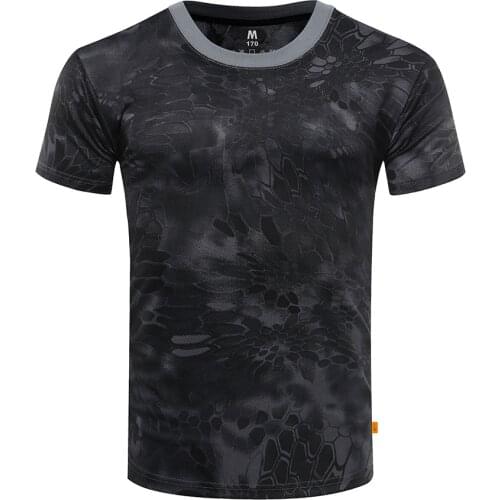 Mens Camo Combat Shirt Tactical Short Sleeve Quick Dry T-Shirt Camouflage Outdoor Hunting Shirts Military Army T Shirt