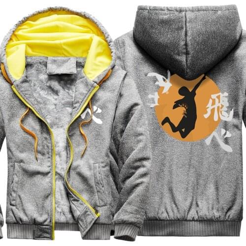 Mens Camouflage Thicken Jackets Haikyuu Japan Anime 2021 New Arrival Hoodies Winter Long Sleeve Tops Retro Fashion Pullovers