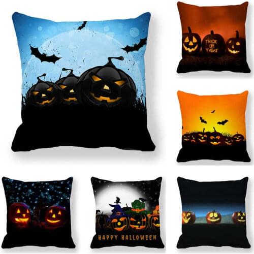 Halloween Funny Pumpkin Series Throw Pillowcase Peachskin Polyester Sofa Seat Cushion Cover Festival Party Home Decor