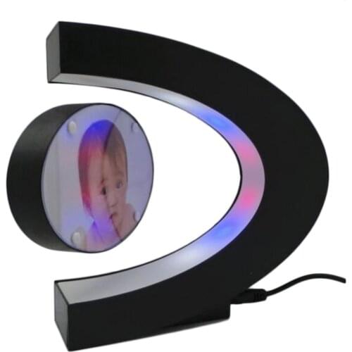 New C Shape Electronic Magnetic Levitation Floating Globe Po Frame Blue Light Birthday Gift Xmas Decor Wedding Gift