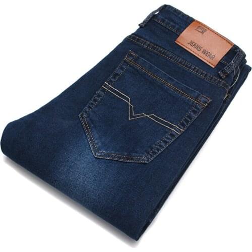 2021 Autumn New MenS Stretch Plus Size Jeans Korean Slim Straight-Leg Business Casual Denim Trousers Male Classic Brand Pants