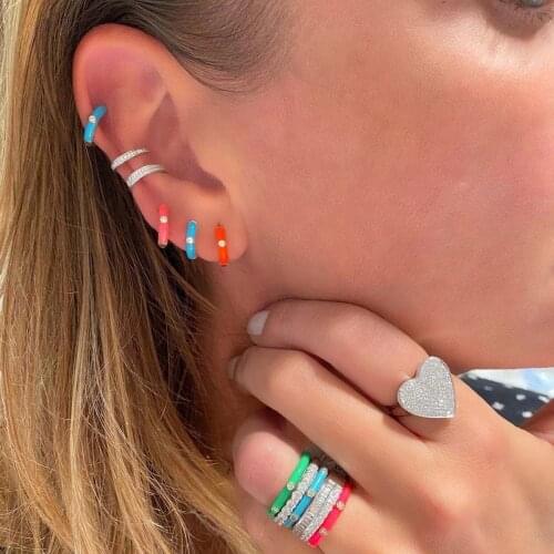 2021 New Arrival Gold Color Fashion Women Jewelry Candy Colorful Neon Enamel Mini Huggie Hhoop Earring Multi Piercing Small Hoop