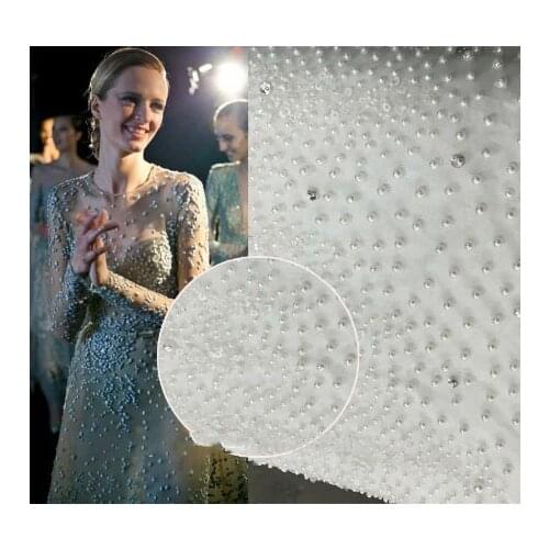 New style French 3d beads lace fabric handmade lace African tulle mesh lace fabric wedding dress lace sold 5 yard/lot