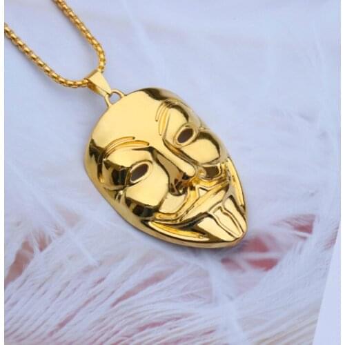 Popular Style Fishbone Fishing Necklace Skull Mask Necklace Surfer Chain Necklace Gold Black Unisex Jewelry