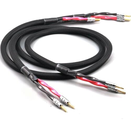 Pair hifi audio Speaker Cable hi-end 5N OCC High Performance Speaker Wire With CMC Gold-plated Banana Jack