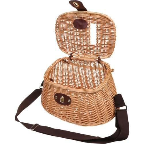 Wicker Fishing Basket - Fly Fishing Storage Tackle Box Home Decoration - 36x23x19cm Fish Case - Portable & Durable