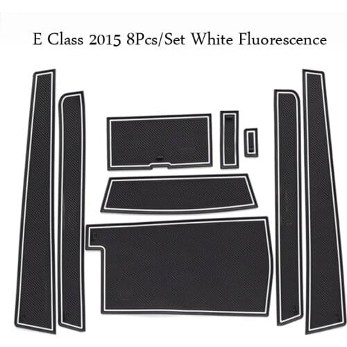8pcs Luminous Mat Cup Holder Cushion Cover Storage Box Pad for Mercedes Benz E Class 2015 E55 E63 E180L E260 E200 E320 E180