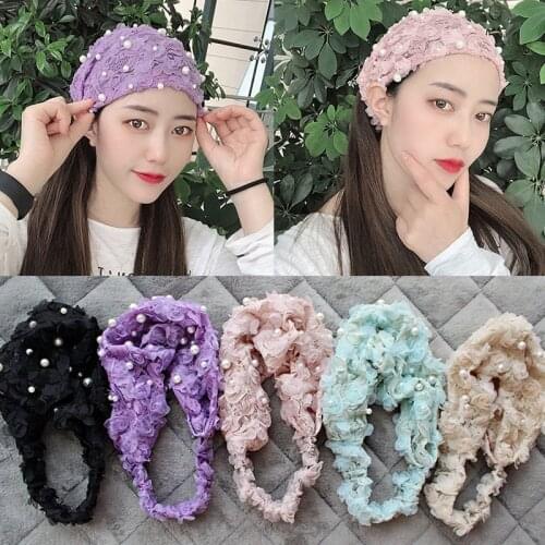 1PC Korea Floral Wide Embroidery Non-slip Headband Hair Band Tooth Lace Hair Bows Girls Women